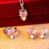 3 PIECES CAT EYES RING/NECKLACE/EARRINGS!